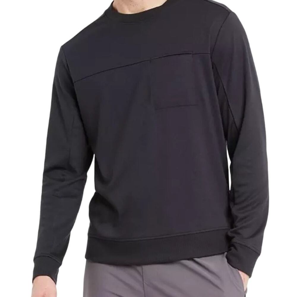 all in motion Men's Black Ponte Crewneck Sweatshirt Long Sleeve Size Small